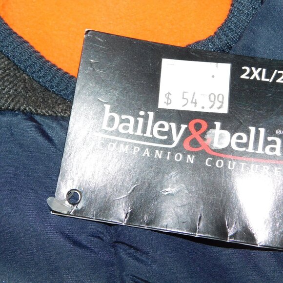 Bailey & Bella 2XL navy Blue Orange Fleece Lined Dog Jacket Coat New w Tags - Picture 7 of 9